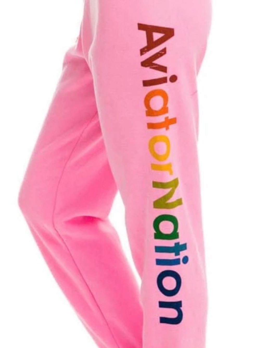 Aviator Nation Pink Track Pants with Retro Patch - Picture 2 of 4